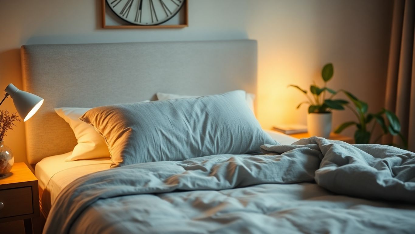 A soft organic cotton pillow on a cozy bed.