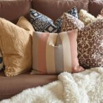 Decorative pillows on a brown couch for home decor